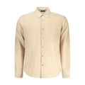 Beige cotton men's shirt by North Sails, featuring a classic collar and button-down front, shown on a hanger.