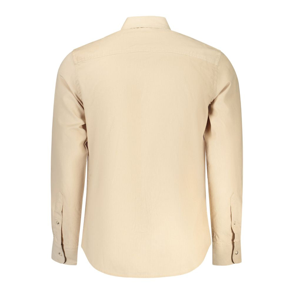 Beige cotton men's shirt by North Sails, showing front view with collar and button details.