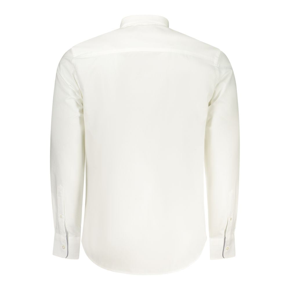 North Sails Bianco cotton men's shirt displayed flat, showcasing classic design, button front, and short sleeves.