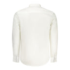 North Sails Bianco cotton men's shirt displayed flat, showcasing classic design, button front, and short sleeves.