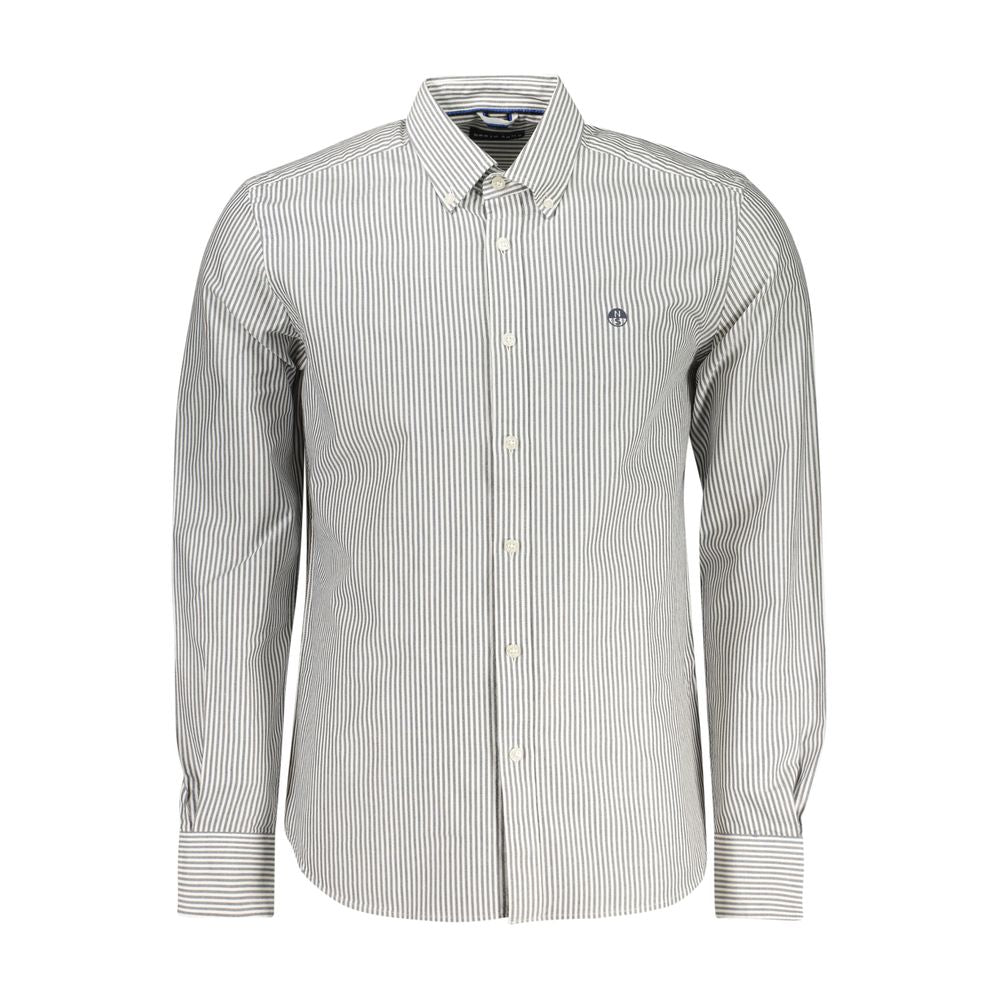 Black cotton men's shirt by North Sails with a classic collar and button-up front, shown on a flat lay.