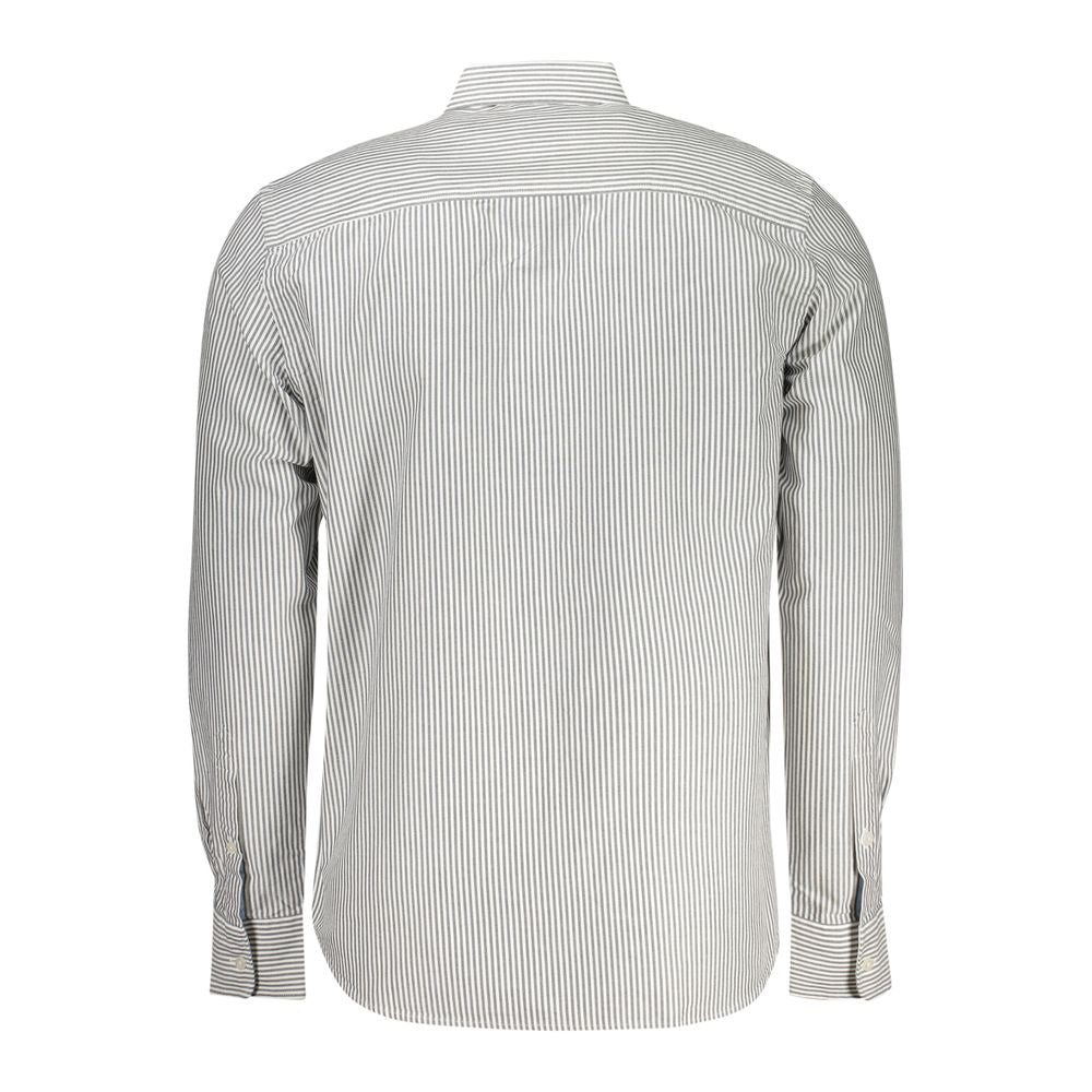 North Sails black cotton men's shirt displayed flat, showing collar, buttons, and long sleeves on a white background.