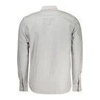 North Sails black cotton men's shirt displayed flat, showing collar, buttons, and long sleeves on a white background.