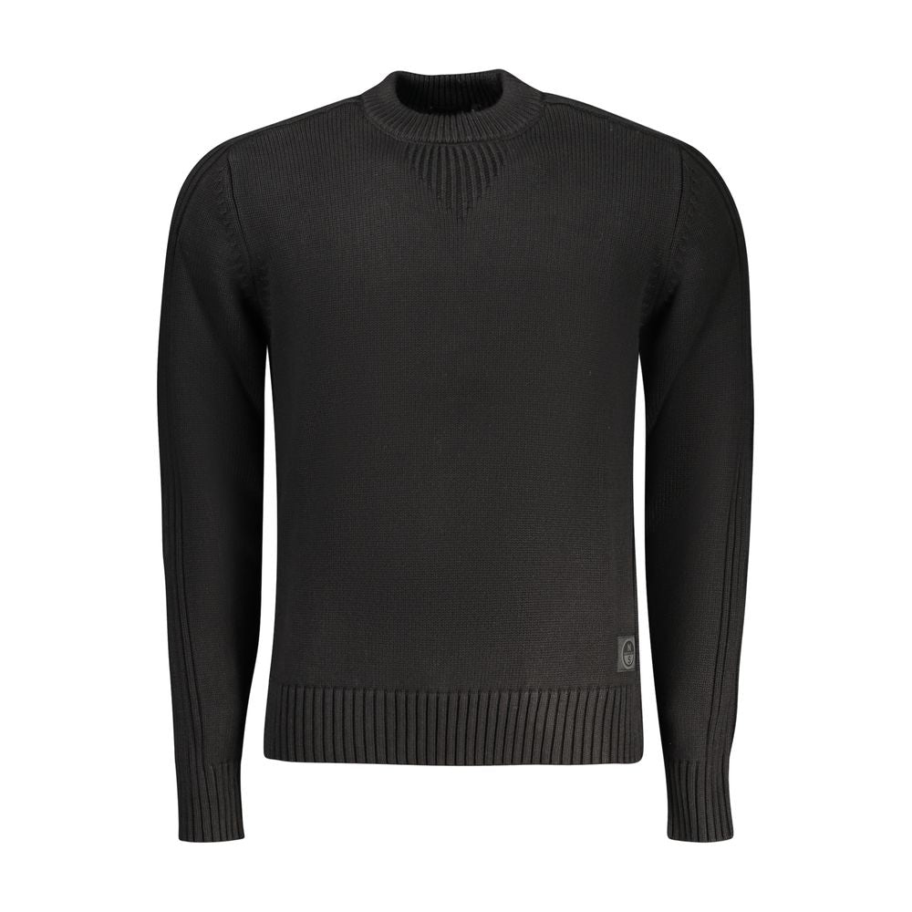 Black cotton men's sweater by North Sails featuring a classic knit design and a crew neckline.