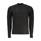 Black cotton men's sweater by North Sails featuring a classic knit design and a crew neckline.