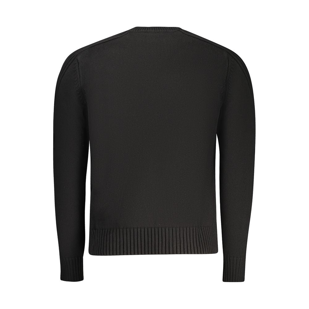North Sails black cotton men's sweater with a crew neck and ribbed cuffs, displayed on a neutral background.
