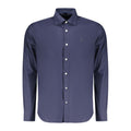 North Sails Blu Cotton Men's Shirt displayed flat, showing classic collar and button-up front in soft blue fabric.