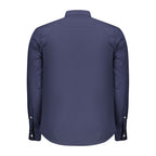 North Sails Blu Cotton Men's Shirt with collar and long sleeves, featuring a casual fit and classic design.