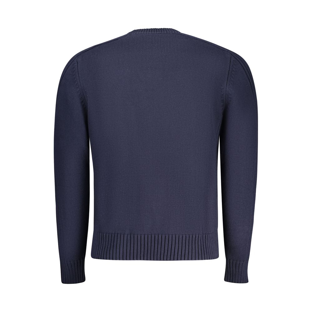 North Sails blue cotton men's sweater featuring a crew neck and ribbed cuffs, stylish and comfortable for everyday wear.