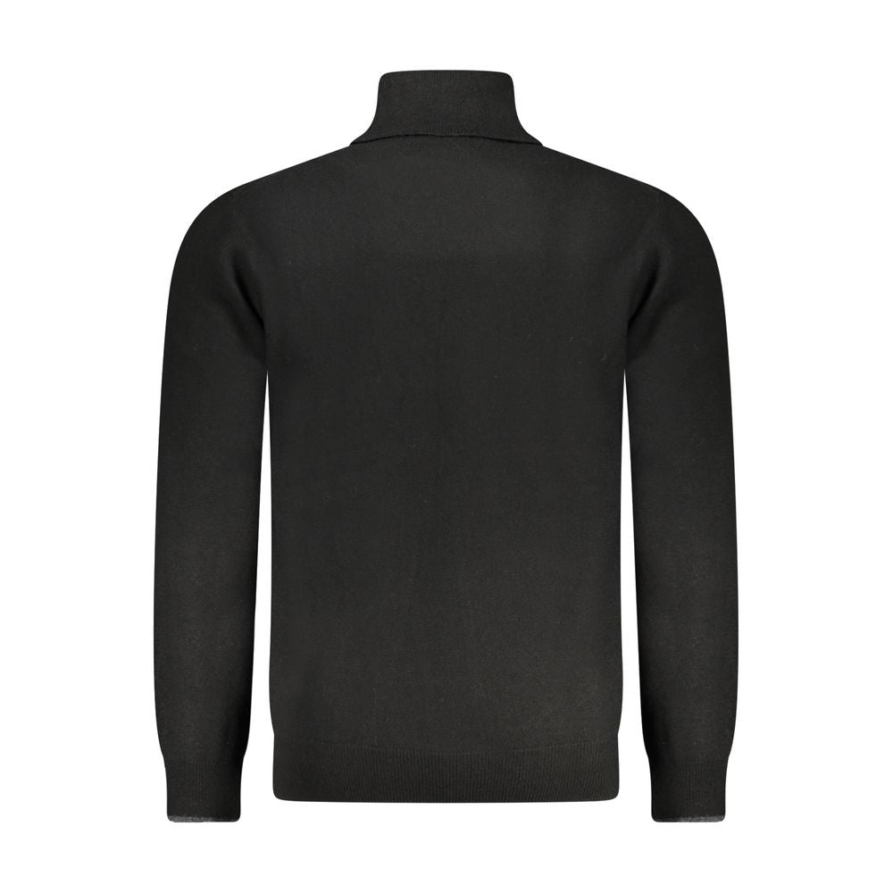 Black North Sails men's polyamide sweater with a crew neckline and ribbed cuffs, displayed on a neutral background.