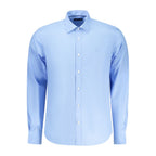 North Sails Azzurro cotton men's shirt displayed flat with front view, showcasing its classic design and light blue color.