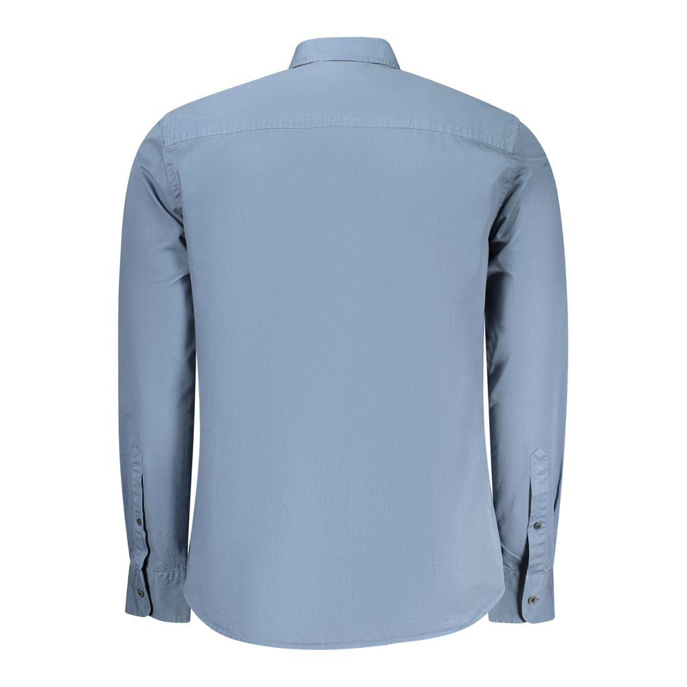 Blue cotton men's shirt by North Sails with a classic collar and button-front design.