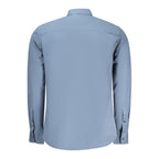 Blue cotton men's shirt by North Sails with a classic collar and button-front design.