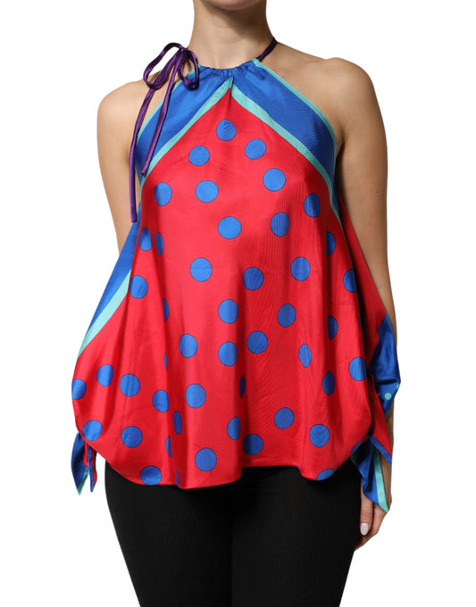 Dolce & Gabbana Multicolor Polka Dot Tie Halter Blouse Top Dolce & Gabbana
