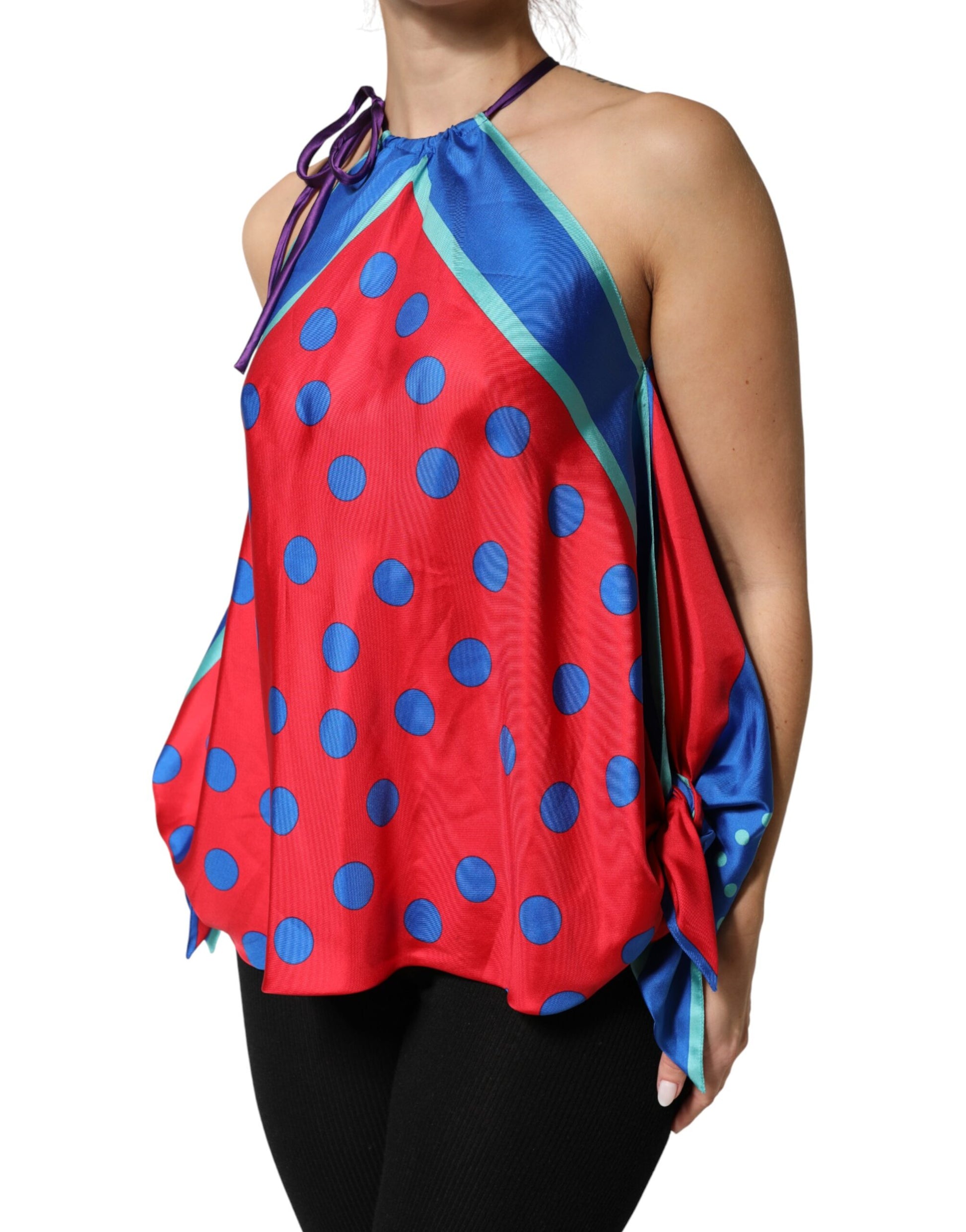 Dolce & Gabbana Multicolor Polka Dot Tie Halter Blouse Top Dolce & Gabbana