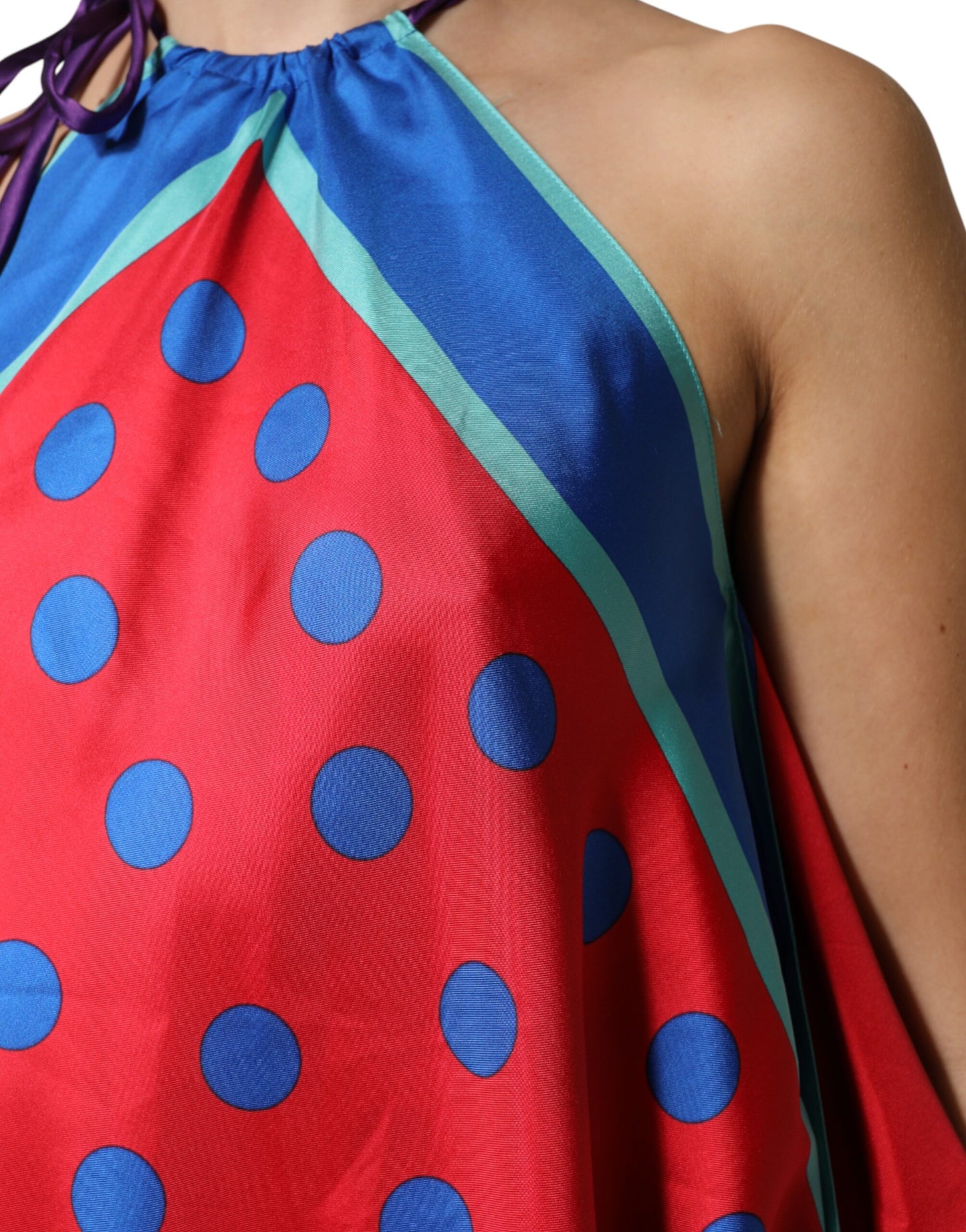 Dolce & Gabbana Multicolor Polka Dot Tie Halter Blouse Top Dolce & Gabbana