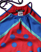 Dolce & Gabbana Multicolor Polka Dot Tie Halter Blouse  Top