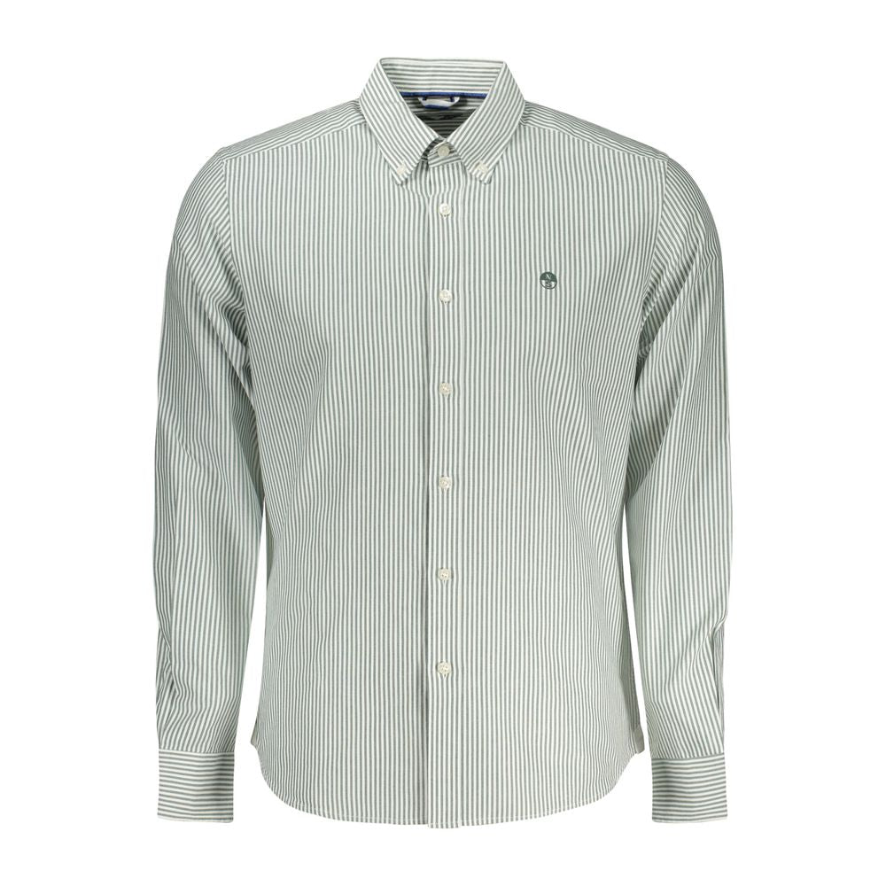 Green cotton men's shirt from North Sails featuring a classic fit and button-down collar, displayed on a neutral background.
