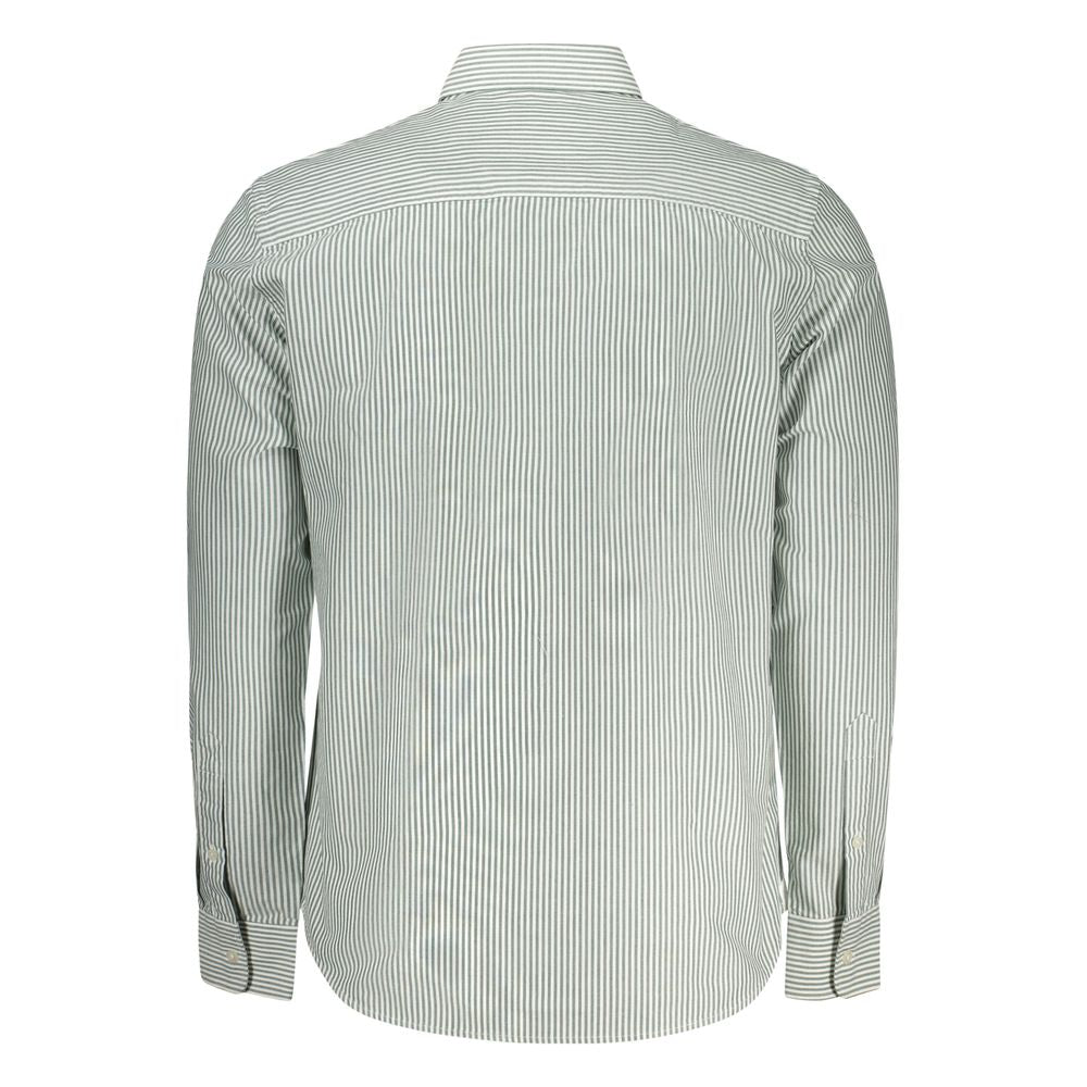 Green cotton men's shirt by North Sails with a classic collar and button-down front, displayed on a hanger.