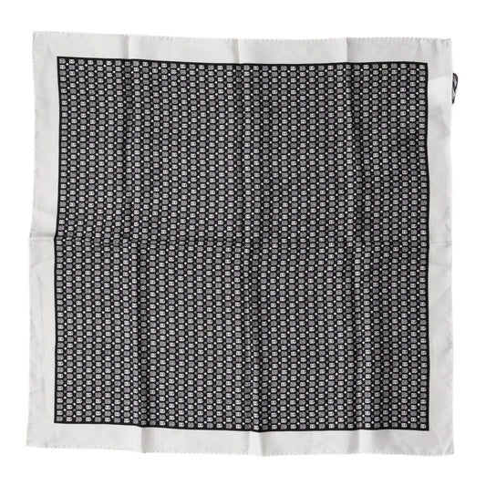 Dolce & Gabbana White Black Patterned Square Foulard Scarf Dolce & Gabbana