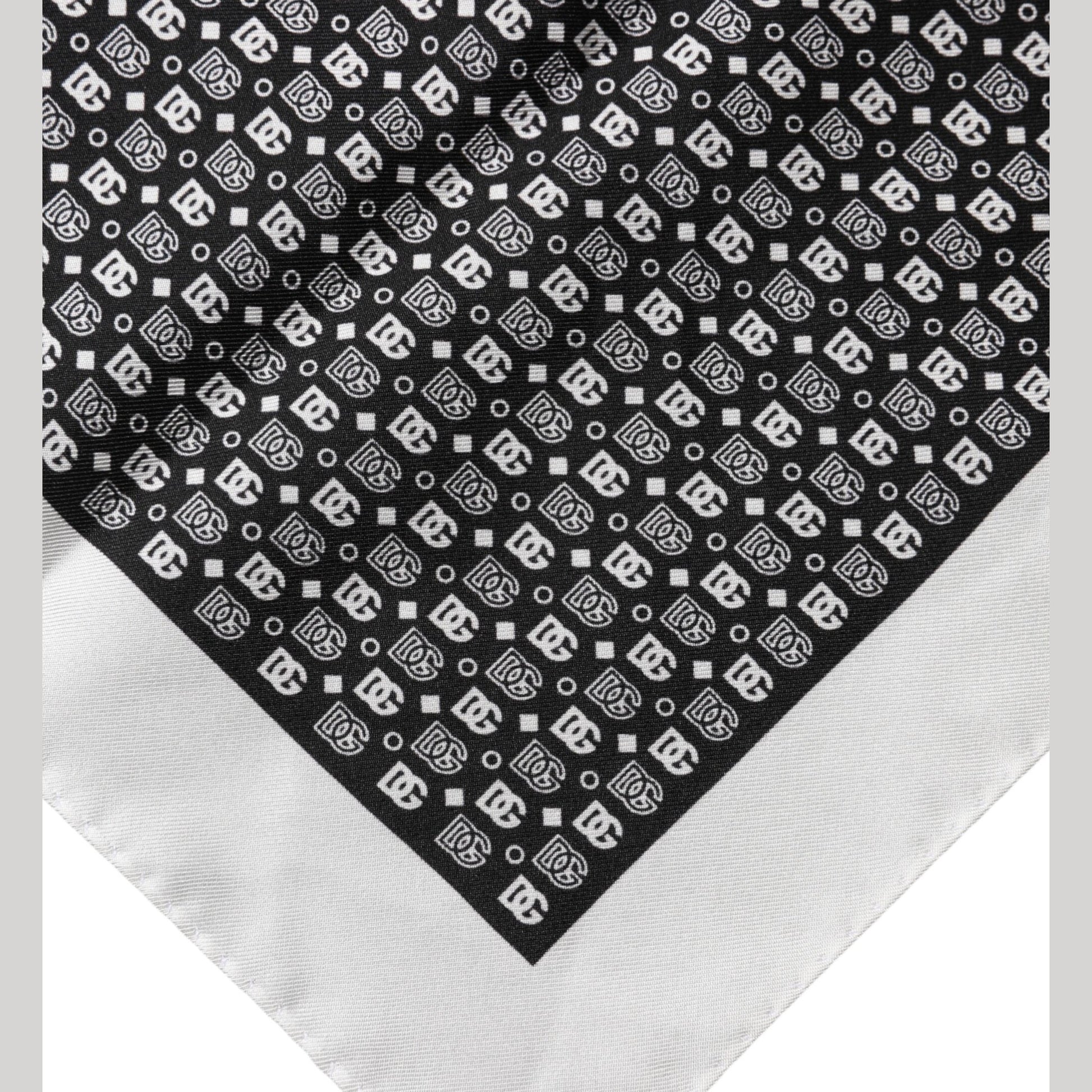 Dolce & Gabbana White Black Patterned Square Foulard Scarf Dolce & Gabbana
