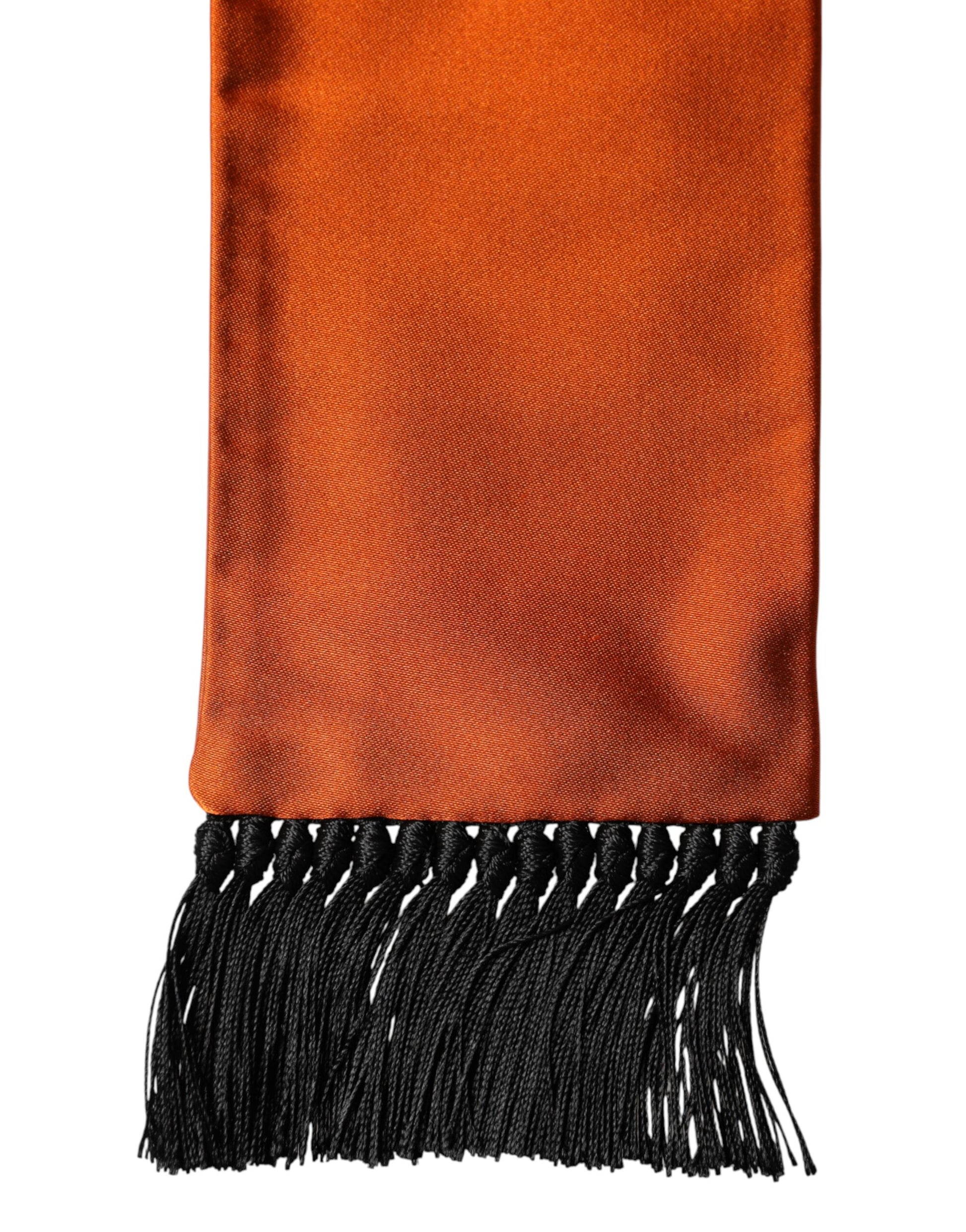 Dolce & Gabbana Orange Silk Fringes Neck Wrap Foulard Scarf Dolce & Gabbana