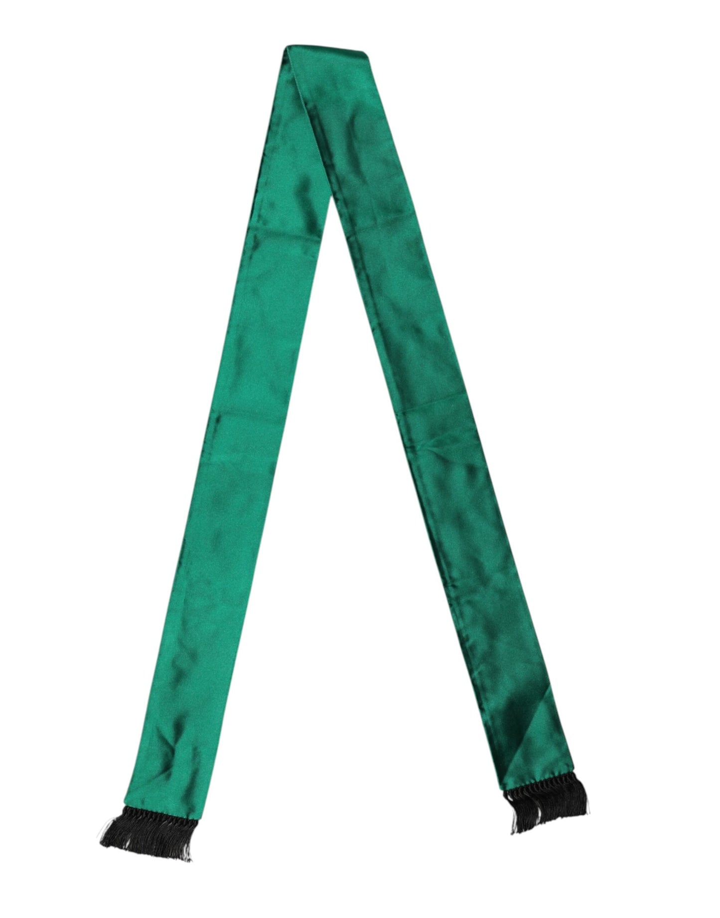 Dolce & Gabbana Green Silk Fringes Neck Wrap Foulard Scarf Dolce & Gabbana