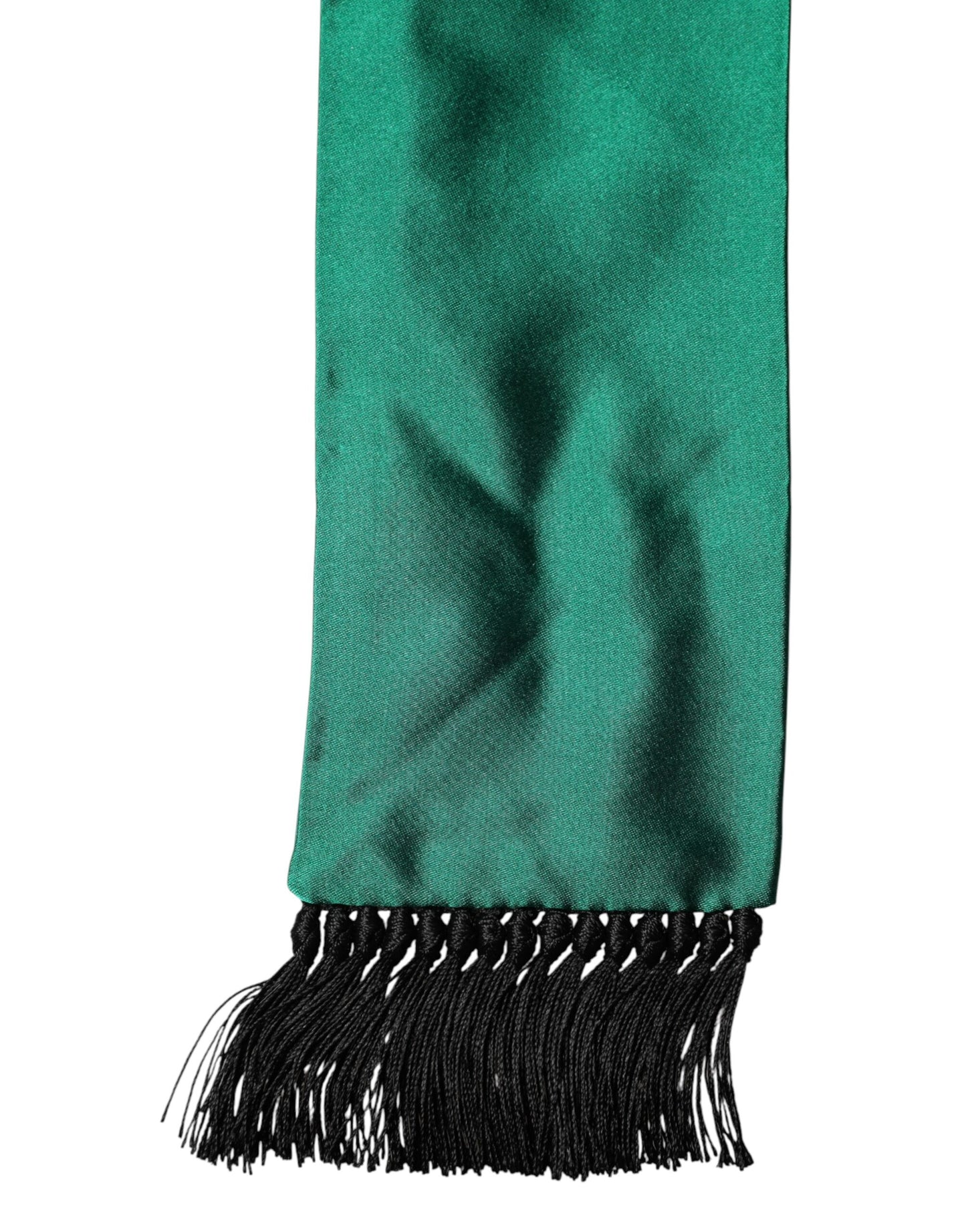 Dolce & Gabbana Green Silk Fringes Neck Wrap Foulard Scarf Dolce & Gabbana
