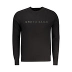 North Sails black viscose men's sweater showing a close-up of the knit fabric and classic crew neckline.