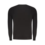 Black North Sails viscose men's sweater with a crew neck and ribbed cuffs, showcasing a stylish casual knit.