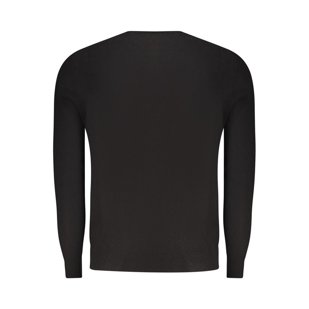 Black North Sails viscose men's sweater with a crew neck and ribbed cuffs, showcasing a stylish casual knit.
