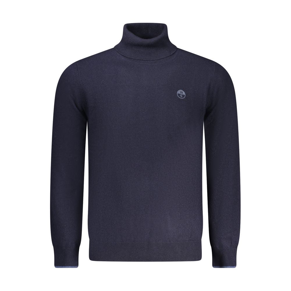 North Sails blue polyamide men's sweater showing a close-up of the textured fabric and collar detail.
