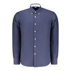 North Sails Blu Cotton Men’s Shirt featuring a classic collar and button-down design. Bright blue fabric with subtle texture.