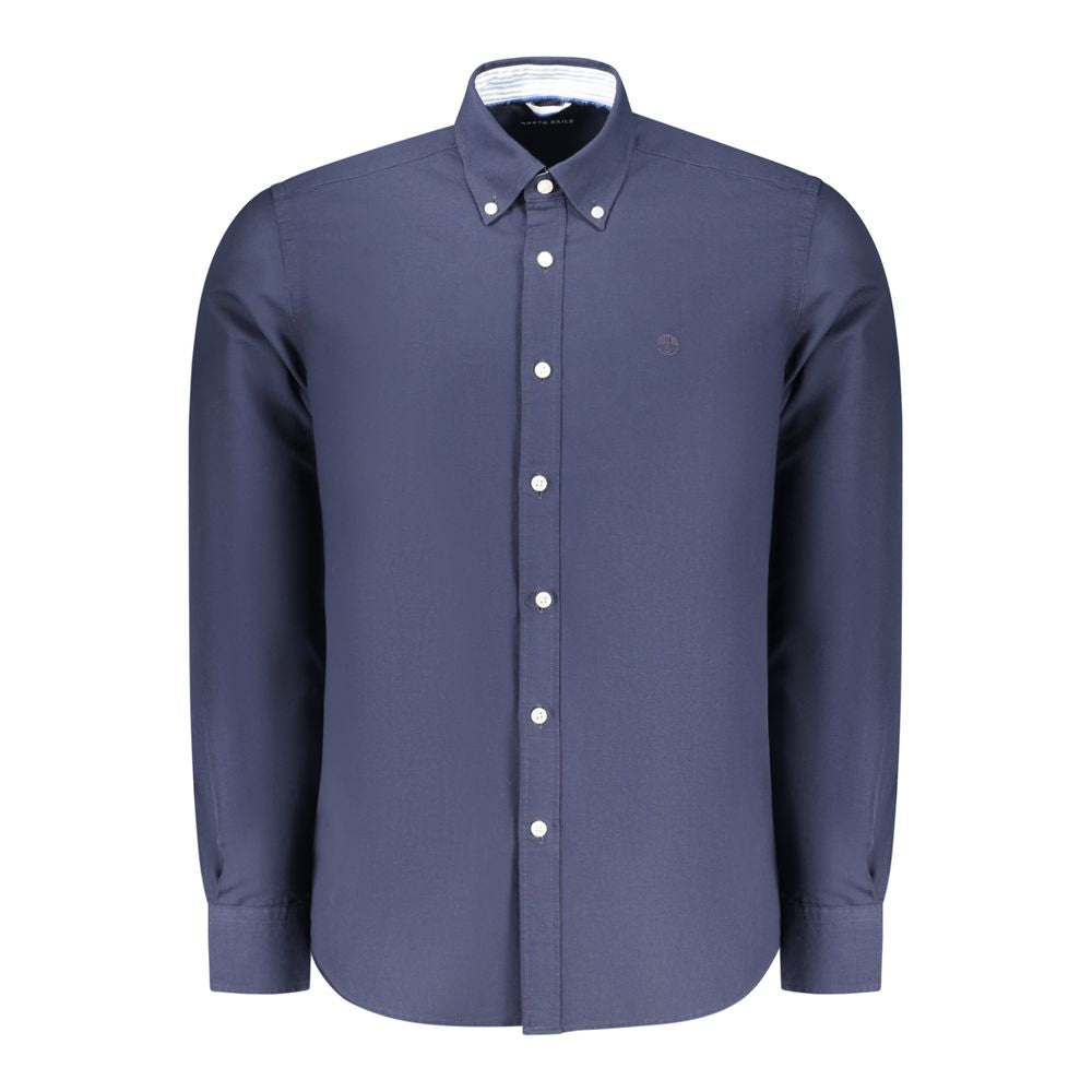 North Sails Blu Cotton Men’s Shirt featuring a classic collar and button-down design. Bright blue fabric with subtle texture.