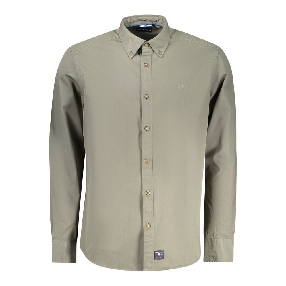 North Sails Verde cotton men's shirt displayed, featuring a casual button-up design in green fabric.