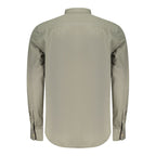 North Sails Verde Cotton Men’s Shirt displayed on a hanger, featuring a classic design and green color.