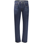North Sails Blu Cotton Men Jeans showing front view with classic five-pocket design and straight-leg fit.