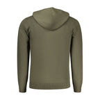Norway 1963 Verde Poliammide men’s cardigan with button closure and ribbed cuffs, showcased on a neutral background.