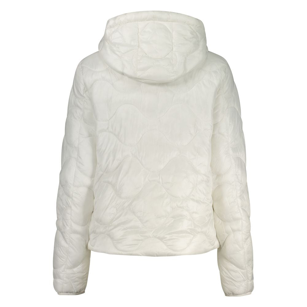 Norway 1963 Bianco Poliammide woman jacket displayed on a hanger, showcasing its sleek design and lightweight fabric.