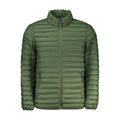 Norway 1963 Verde Poliammide men's jacket displayed on a hanger, showcasing its design and color.