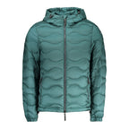 Norway 1963 Verde Poliammide men's jacket displayed on a hanger, showcasing the lightweight, waterproof outdoor outerwear style.