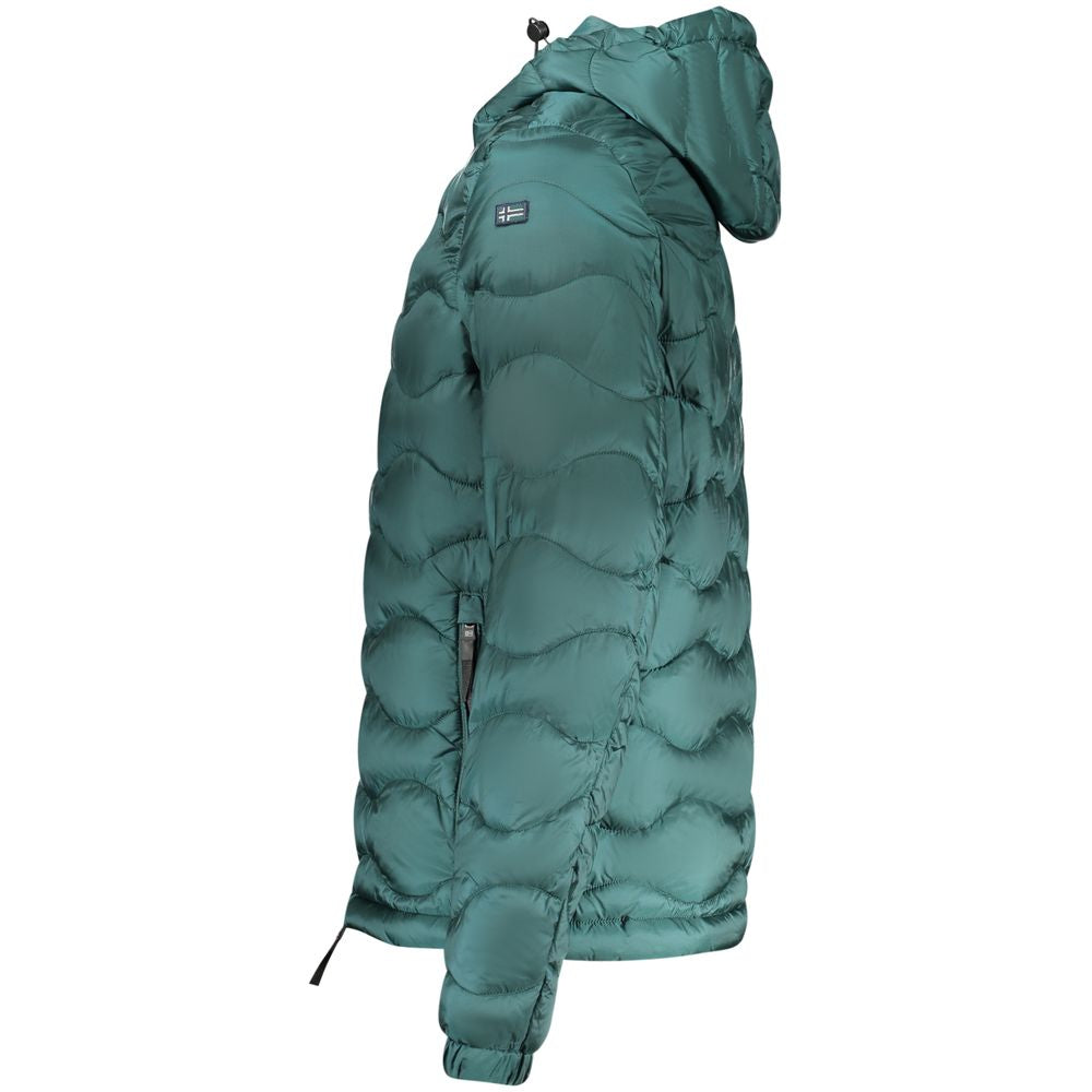 Norway 1963 Verde Poliammide Men's Jacket displayed on a hanger, showcasing its lightweight, durable fabric and classic design.