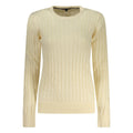Norway 1963 Bianco Viscosa Donna maglia, white blouse with long sleeves, lightweight viscose fabric, casual women's top.