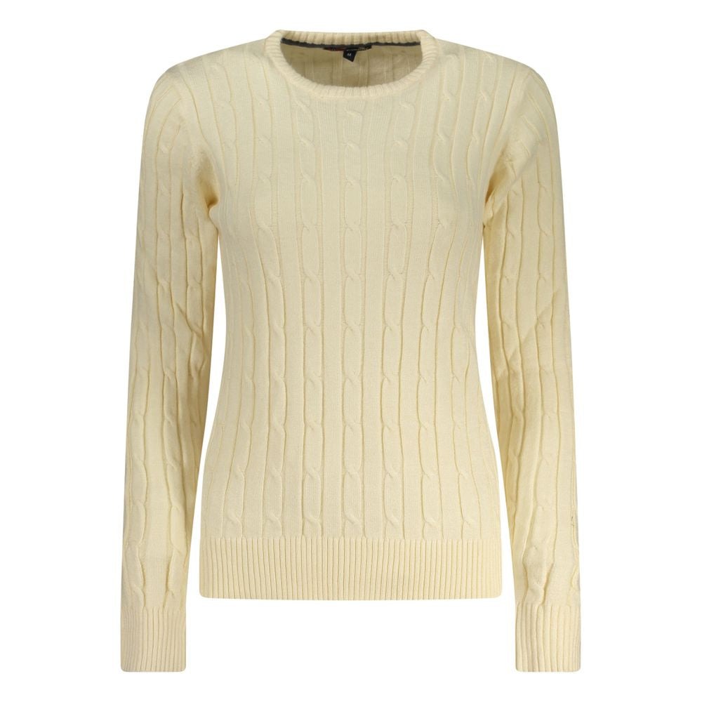 Norway 1963 Bianco Viscosa Donna maglia, white blouse with long sleeves, lightweight viscose fabric, casual women's top.