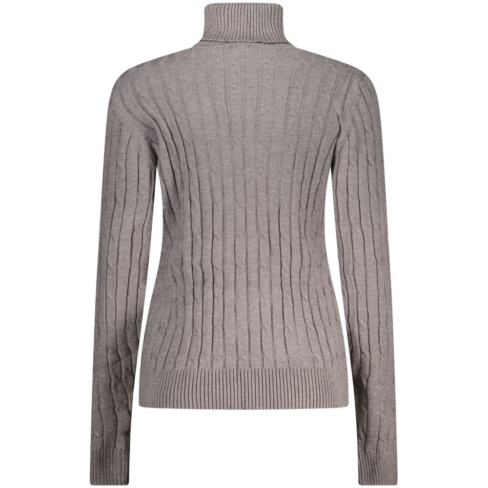 Norway 1963 grey viscose women's sweater with a cozy, relaxed fit and ribbed cuffs and hem, perfect for casual wear.