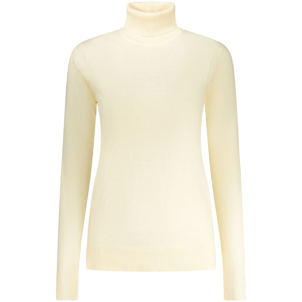 Norway 1963 Bianco Viscosa Donna maglia, white women's viscose top with a relaxed fit and stylish design, displayed on a hanger.