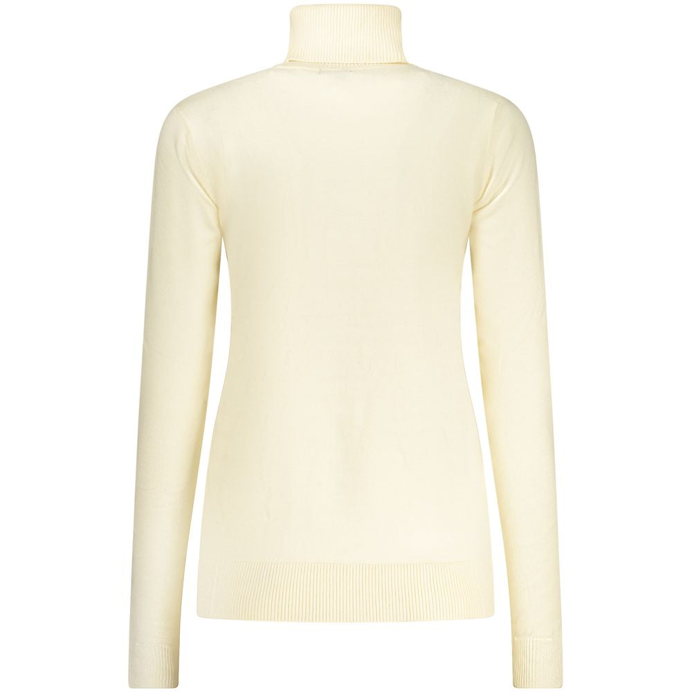 Norway 1963 Bianco Viscosa Donna maglia, white women's blouse with long sleeves and Viscosa fabric, casual and stylish.