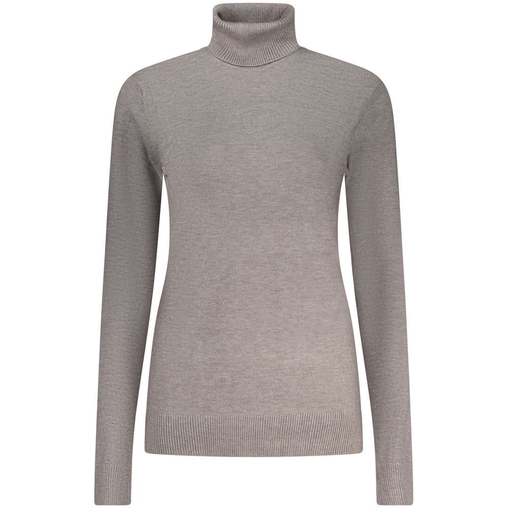 Norway 1963 gray viscose women's sweater with a relaxed fit, featuring a round neckline and long sleeves.
