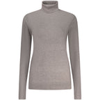 Norway 1963 gray viscose women's sweater with a relaxed fit, featuring a round neckline and long sleeves.
