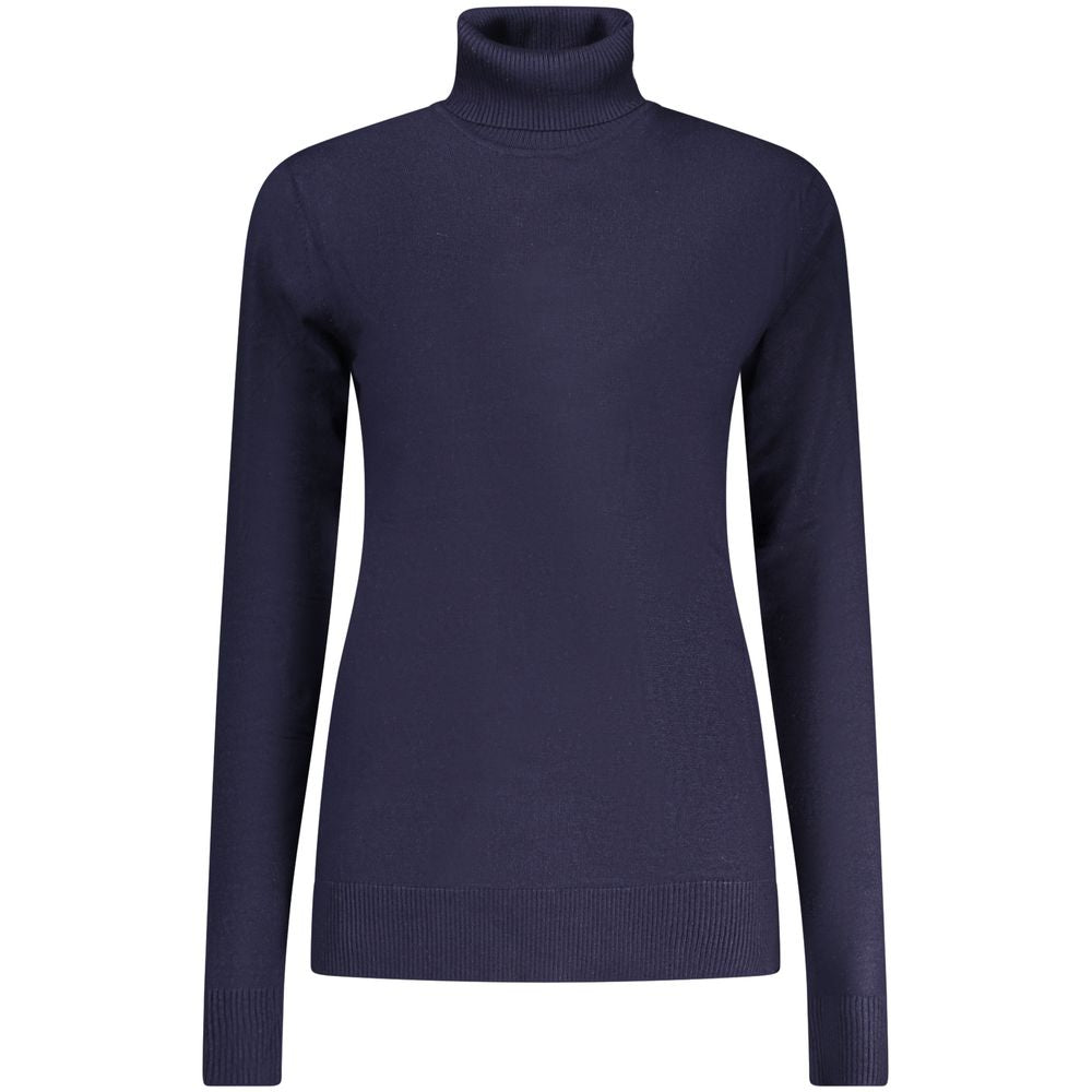 Norway 1963 women's blu viscosa sweater with a relaxed fit, showcasing soft fabric and classic knit design.
